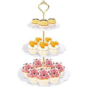 3Tier Cupcake Stand Holder,Plastic Cup Cake Stand Towel with Tiered Serving Tray